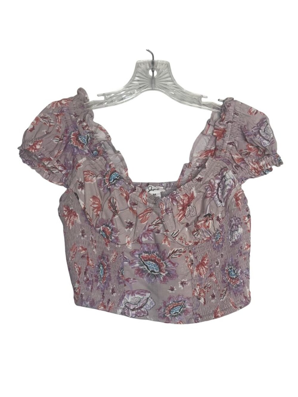 Japna Off Shoulder Shirt Womens Medium New Cropped Floral Smocked Summer